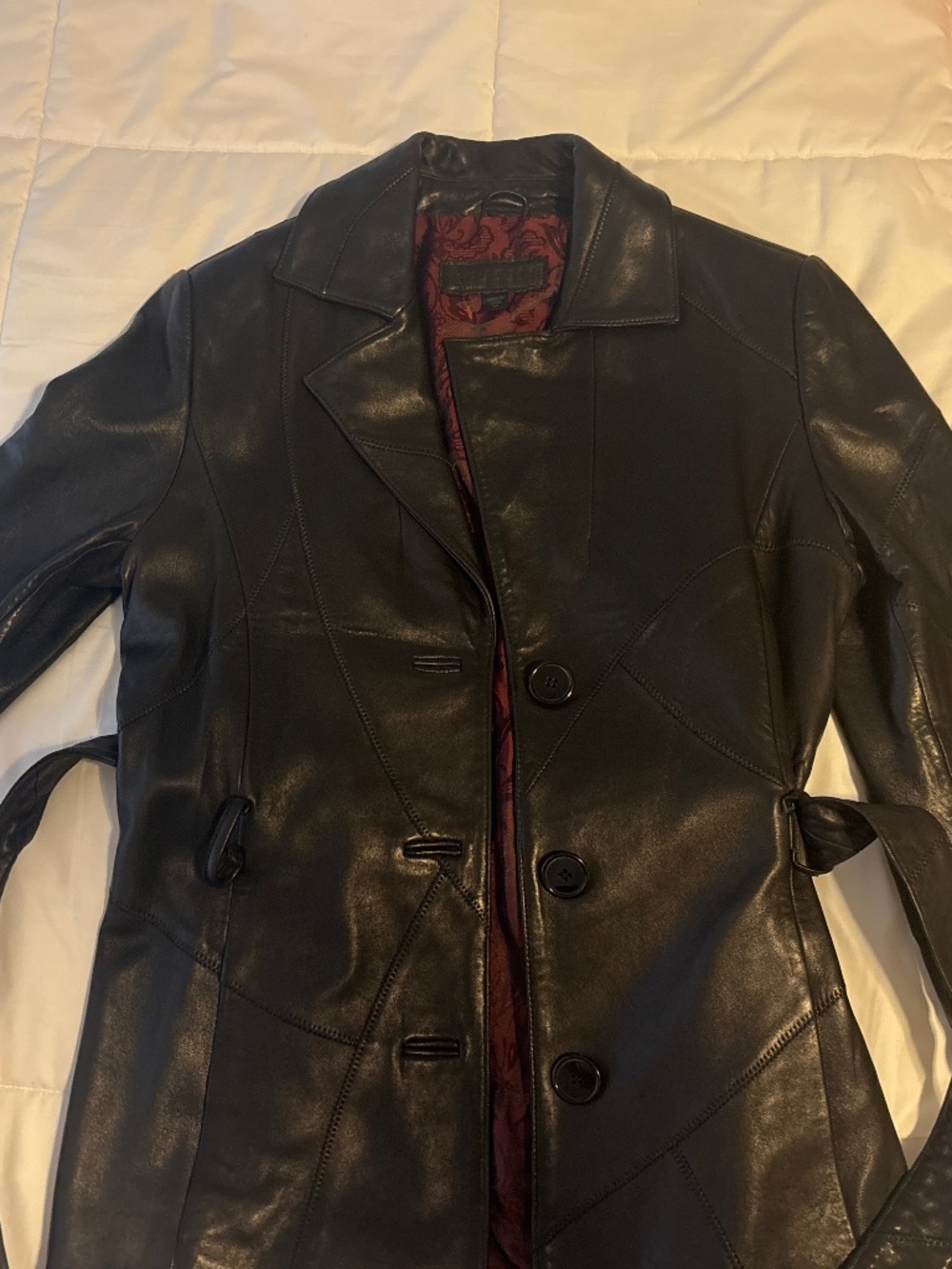 Vintage Guess Womens Leather Mid Length Coat M
